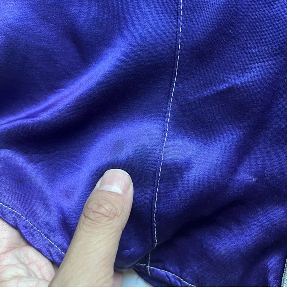 LIP SERVICE vintage purple satin piped western cowgirl cowboy snap button up - Picture 6 of 10